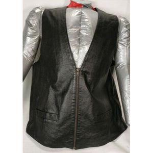 Leather Motorcyle Biker Vest Black XL Basic Elements